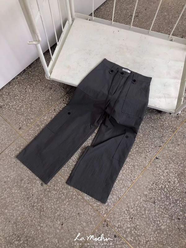 黑扣抽繩西裝工作褲